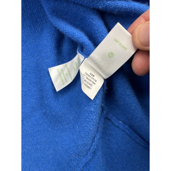 Lilly Pulitzer Sweater Womens Small Blue Cashmere Hooded Cardigan Ruffle Hem - Picture 7 of 8